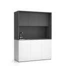 Büroküche NIKA mit Waschbecken und Wasserhahn 1481 x 600 x 2000 mm, Graphit, links