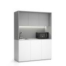 Büroküche NIKA mit Waschbecken und Wasserhahn 1481 x 600 x 2000 mm, grau, links