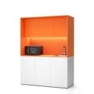 Büroküche NIKA mit Waschbecken und Wasserhahn 1481 x 600 x 2000 mm, Orange, rechts
