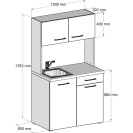 Büroküche PRIMO mit Spülbecken und Mischbatterie, Birke
