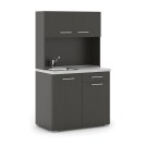 Büroküche PRIMO mit Spülbecken und Mischbatterie, Wenge