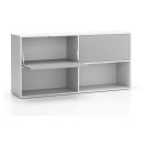 Büroregal LAYERS, lang, 2 Boxen, 1582 x 400 x 777, weiß / grau