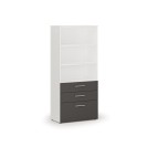 Büroschrank mit kombinierten Schubladen PRIMO WHITE, 1781 x 800 x 420 mm, weiß/Graphit