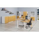 Büroschrank mit Schiebetür PRIMO WHITE, 1087 x 800 x 420 mm, Weiß/Buche