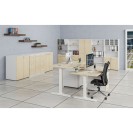 Büroschrank mit Schiebetür PRIMO WHITE, 1087 x 800 x 420 mm, Weiß/Eiche Natur