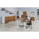 Büroschrank mit Schiebetür PRIMO WHITE, 1087 x 800 x 420 mm, Weiß/Nussbaum