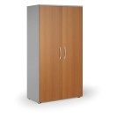 Büroschrank mit Tür, PRIMO KOMBI, 3 Regalböden, 1497 x 800 x 400 mm, grau / Kirschbaum