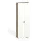 Büroschrank mit Tür, PRIMO KOMBI, 5 Regalböden, 2233 x 800 x 400 mm, Eiche natur / weiß