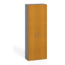 Büroschrank mit Tür, PRIMO KOMBI, 5 Regalböden, 2233 x 800 x 400 mm, grau / Kirschbaum