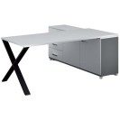 Bürotisch PRIMO PROTEST mit Schrank links, Tischplatte 1800 x 800 mm, Weiß