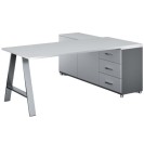 Bürotisch PRIMO STUDIO mit Schrank links, Tischplatte 1800 x 800 mm, Weiß
