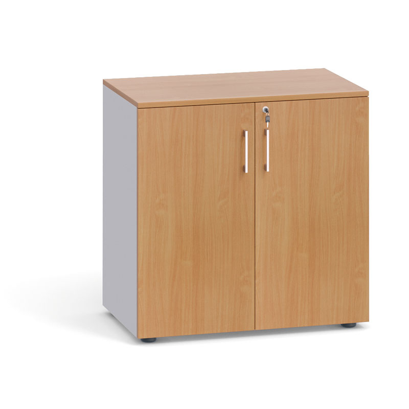 Büroschrank mit Tür PRIMO, 740 x 800 x 420 mm, grau / Buche