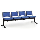 Čalouněná lavice do čekáren SMART, 4-sedák, modrá, černé nohy