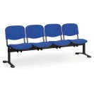 Čalouněná lavice do čekáren VIVA, 4-sedák, modrá, černé nohy