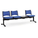 Čalúnená lavica do čakární SMART, 3-sedadlo, so stolíkom, modrá, čierne nohy