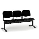 Čalúnená lavica do čakární VIVA, 3-sedadlo, čierna, čierne nohy
