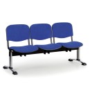 Čalúnená lavica do čakární VIVA, 3-sedadlo, modrá, chrómované nohy