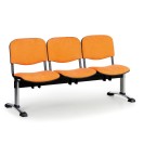 Čalúnená lavica do čakární VIVA, 3-sedadlo, oranžová, chrómované nohy