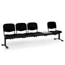 Čalúnená lavica do čakární VIVA, 4-sedadlo, so stolíkom, čierna, čierne nohy