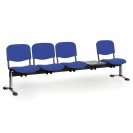 Čalúnená lavica do čakární VIVA, 4-sedadlo, so stolíkom, modrá, chrómované nohy