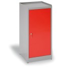 Dielenská policová skrinka na náradie, 3 police, 1 zásuvka, 450 x 450 x 1020 mm, červené dvere