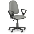 Dielenská pracovná stolička na kolieskach TORINO s podpierkami rúk, permanentný kontakt, pre mäkké podlahy, sivá