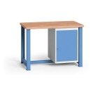 Dielenský stôl KOVONA, 1 závesná skrinka na náradie, buková škárovka, pevné nohy, 1200 mm