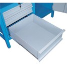 Dílenský pracovní stůl GÜDE Basic, smrk + buková překližka, 3 zásuvky, 1 skříňka, 1190 x 600 x 850 mm, modrá