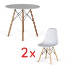Dizajnový jedálenský stôl BELLEZA, biely + 2x jedálenské stoličky SANDY, biela
