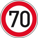 Dopravná značka – Najvyššia dovolená rýchlosť 70