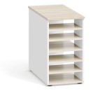 Dostawna szafka półkowa do biurka PRIMO, biała / dąb naturalny, prawa