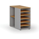 Dostawna szafka półkowa do biurka PRIMO GRAY, lewa, szara/buk