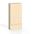 Dřevěná odkládací skříňka s úložnými boxy, 9 boxů, bříza
