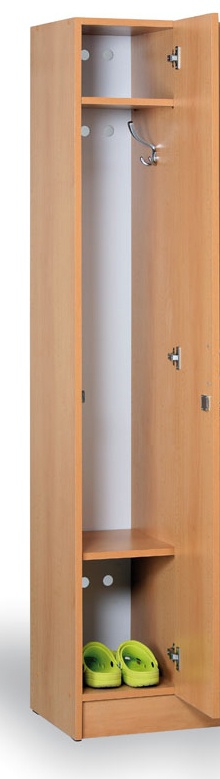 Drevená šatňová skrinka, 2 dvere, 1900x600x420 mm, breza