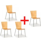Drevená stolička CALGARY 3+1 ZADARMO, chrómovaná konštrukcia, prírodná