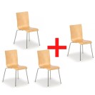 Drevená stolička CLASSIC 3+1 ZADARMO, chrómovaná konštrukcia, prírodná