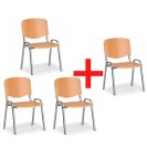 Drevená stolička ISO 3+1 ZADARMO, buk, konštrukcia chrómovaná, nosnosť 120 kg