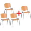 Drevená stolička ISO 3+1 ZADARMO, buk, konštrukcia sivá, nosnosť 120 kg