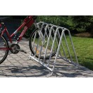 Dwustronny stojak na rowery na ziemi, dla 5 rowerów