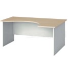 Ergonomický kancelářský pracovní stůl PRIMO, 1600 x 1200 mm, bílá/dub přírodní, pravý