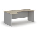 Ergonomický kancelářský pracovní stůl PRIMO GRAY, 1800 x 1200 mm, levý, šedá/dub přírodní