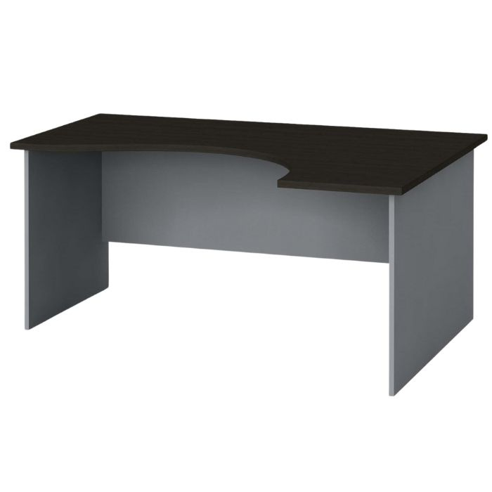 Ergonomický kancelársky pracovný stôl PRIMO, 1600 x 1200 mm, sivá/wenge, pravý