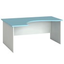 Ergonomický kancelársky pracovný stôl PRIMO FLEXI, 1600 x 1200 mm, biela/azúrová, ľavý