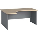 Ergonomický kancelársky pracovný stôl PRIMO FLEXI, 1600 x 1200 mm, sivá/breza, ľavý