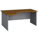 Ergonomický kancelársky pracovný stôl PRIMO FLEXI, 1600 x 1200 mm, sivá/čerešňa, ľavý