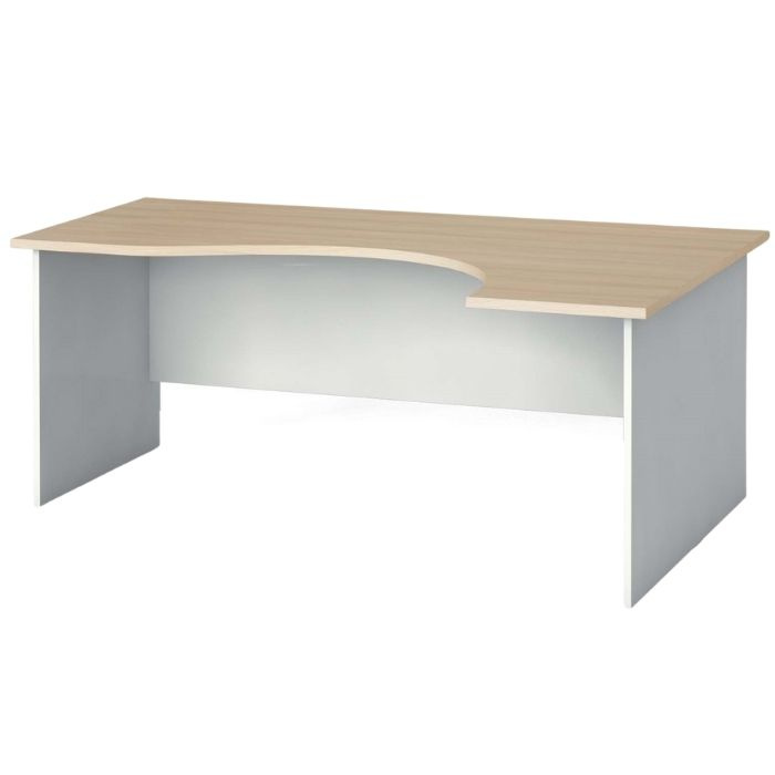 Ergonomický kancelársky pracovný stôl PRIMO FLEXI, 1800 x 1200 mm, biela/dub prírodný, pravý