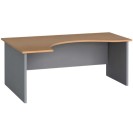 Ergonomický kancelársky pracovný stôl PRIMO FLEXI, 1800 x 1200 mm, sivá/buk, ľavý