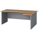 Ergonomický kancelársky pracovný stôl PRIMO FLEXI, 1800 x 1200 mm, sivá/buk, pravý
