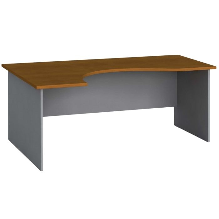 Ergonomický kancelársky pracovný stôl PRIMO FLEXI, 1800 x 1200 mm, sivá/čerešňa, ľavý