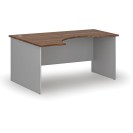 Ergonomický kancelársky pracovný stôl PRIMO GRAY, 1600 x 1200 mm, ľavý, sivá/orech